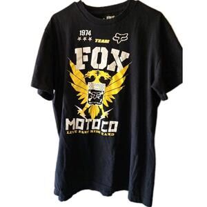 VINTAGE FOX RACING TEAM MOTOCO 1974 BLACK T SHIRT MENS SIZE LARGE 🔥 HTF RARE!